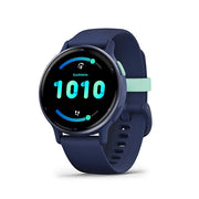 Garmin - Vivoactive 5 - Metallic Navy Aluminium Bezel W/ Navy Case & Silicon Band