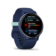 Garmin - Vivoactive 5 - Metallic Navy Aluminium Bezel W/ Navy Case & Silicon Band