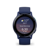 Garmin - Vivoactive 5 - Metallic Navy Aluminium Bezel W/ Navy Case & Silicon Band