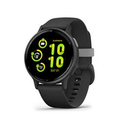 Garmin - Vivoactive 5 - Steel Aluminium Bezel W/ Black Case & Silicon Band
