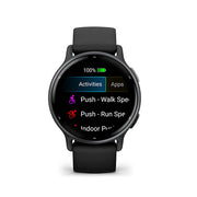 Garmin - Vivoactive 5 - Steel Aluminium Bezel W/ Black Case & Silicon Band
